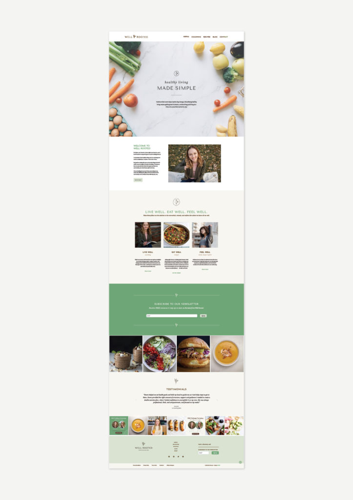 Website Design for a Wellness Coach / Food Blogger - Well Rooted